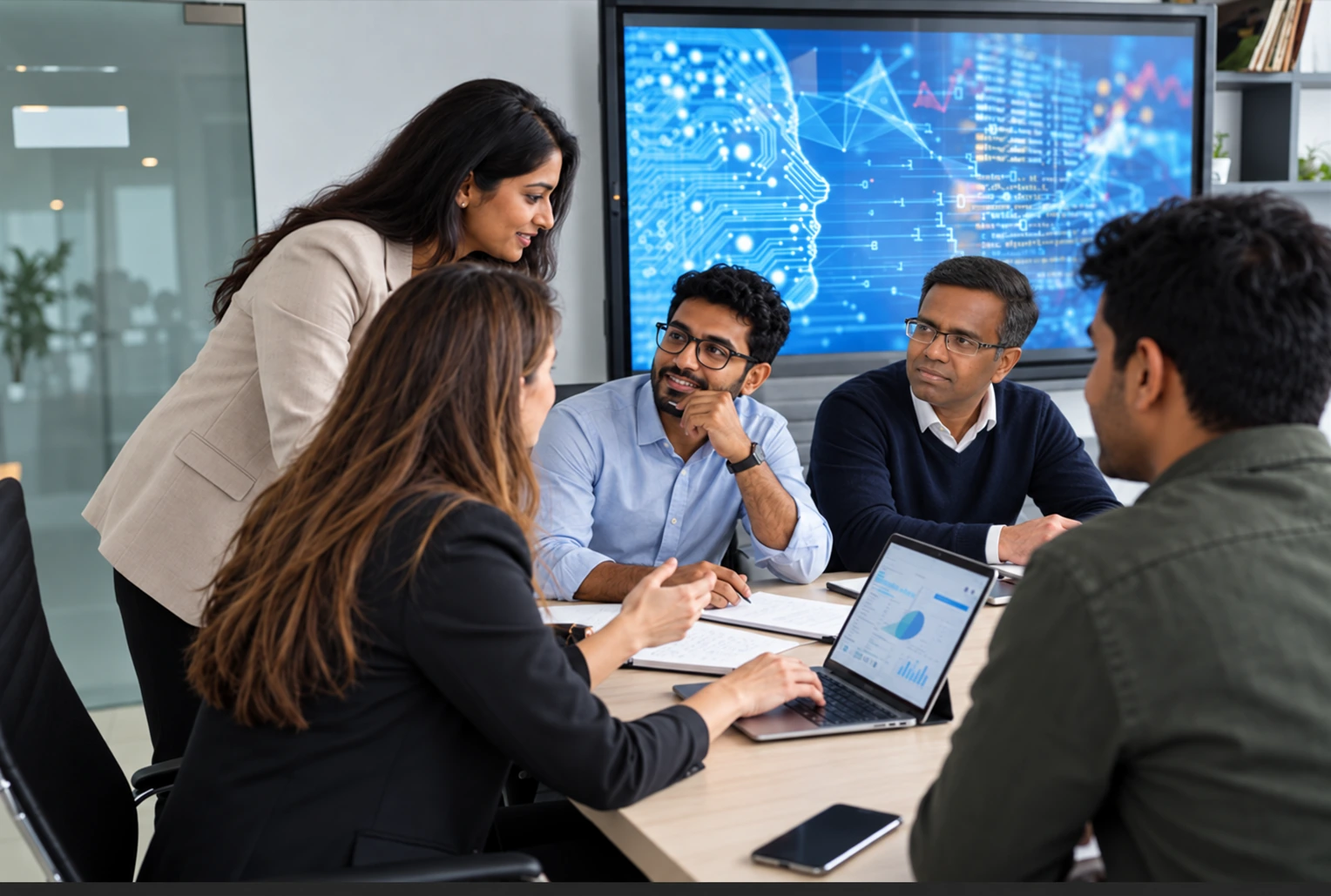 Business consulting team scene featuring Ravi Chandran